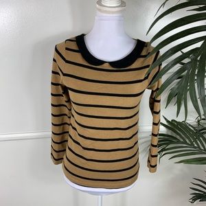 Biden Striped Peter Pan Collar Top Size 2